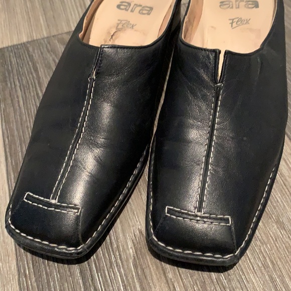 Black contrast stitching slides mules - Picture 2 of 6